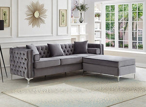 Ray Furniture Chesterfield Brooma Empire Couch Grey Plush Large 3 Seater With Large Stool Set