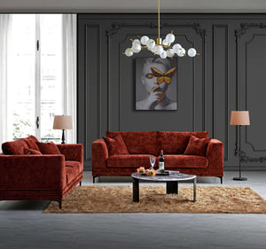 Aluxo Lenox 3 Seater Sofa Range in Rust Velvet