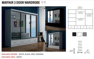 New Elevator LooksWish Luxury MAYFAIR 33Door sliding mirror wardrobe
