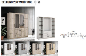 New Elevator LooksWish Luxury BELLUNO sliding mirror wardrobe