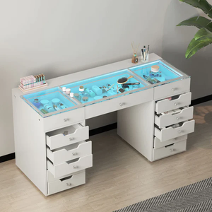 Luxury Ray Eva Vanity Makeup Desk Pro - 13 Storage Drawers - 3D Mirror With Bluetooth USB