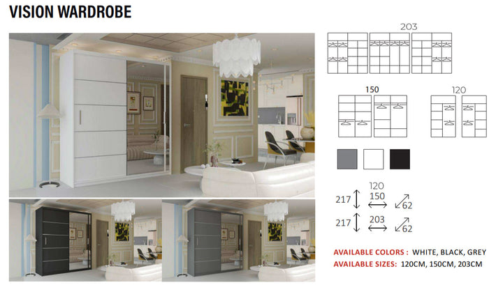 New Elevator LooksWish Luxury  Vision  rooms sliding mirror Wardrobe