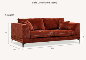 Aluxo Lenox 3 Seater Sofa Range in Rust Velvet