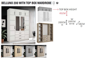 New Elevator LooksWish Luxury BELLUNO sliding mirror wardrobe