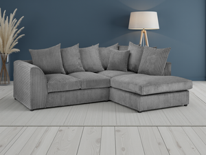 LooksWish Harley Jumbo Sofa Grey Right Hand Facing Corner