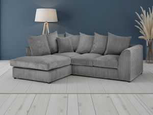 LooksWish Harley Jumbo Sofa Grey Left Hand Facing Corner