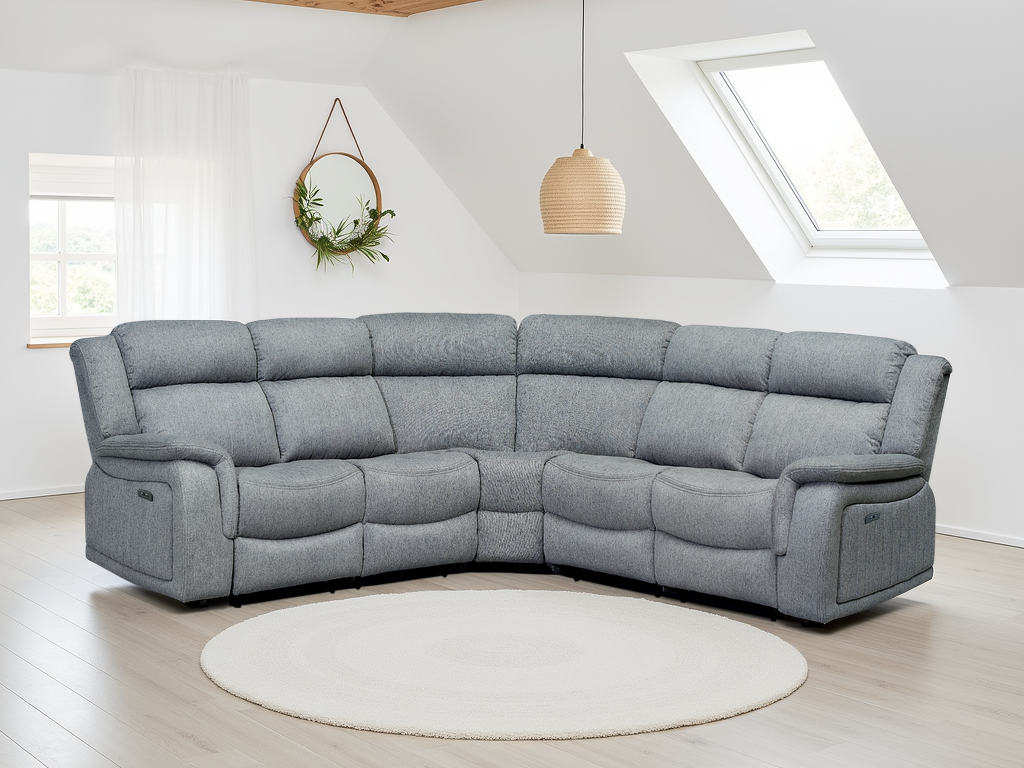 LooksWish Linden Electric Recliner Sofa Grey Large Corner