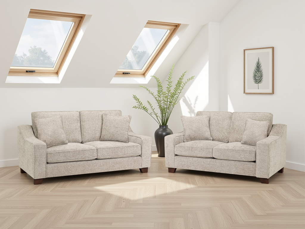 LooksWish Nebraska Sofa Stone 3+2 Set