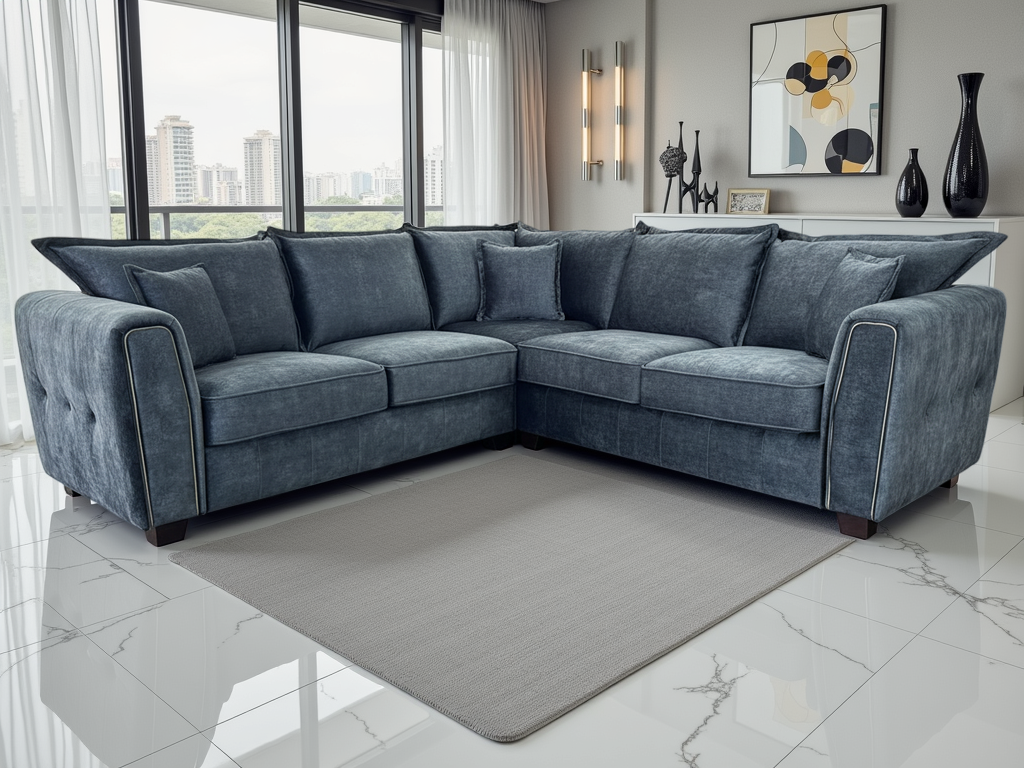 LooksWish Serena Sofa Black Large Corner
