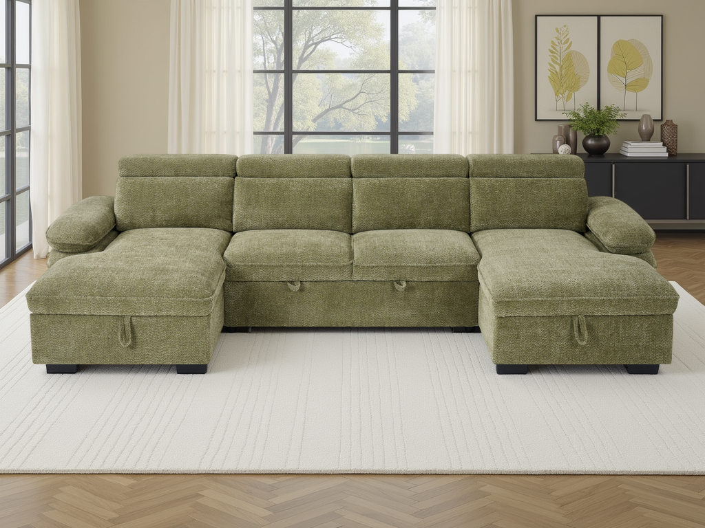LookWish Hudson Sofabed Green U Shape Corner