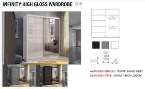 New Elevator LooksWish Luxury Infinity rooms sliding mirror  Wardrobe