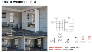 New Elevator LooksWish Luxury Cycylia rooms sliding mirror Wardrobe