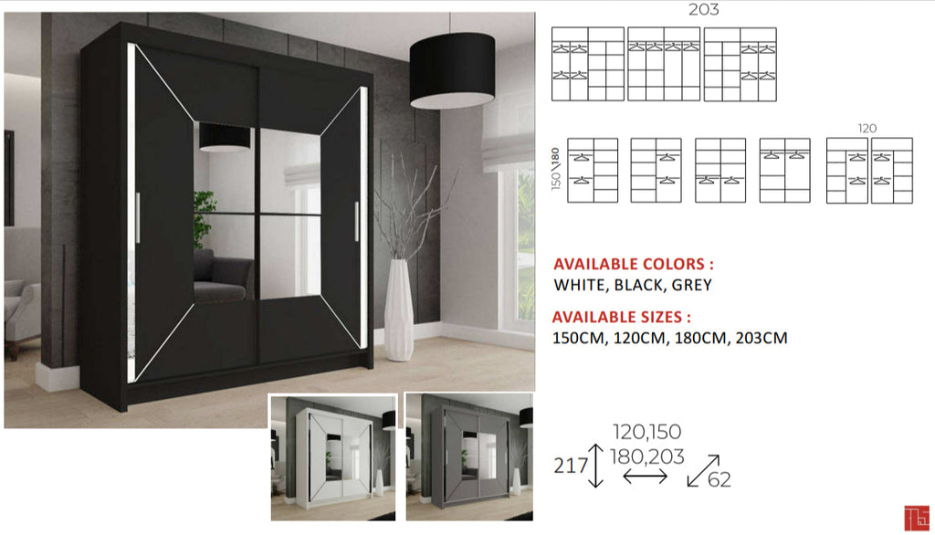 New Elevator LooksWish Luxury  NICOLE  rooms sliding mirror Wardrobe