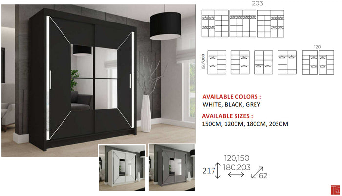New Elevator LooksWish Luxury  NICOLE  rooms sliding mirror Wardrobe