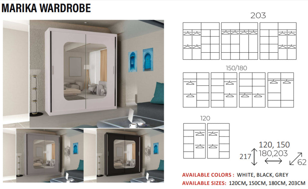 New Elevator LooksWish Luxury  MARIKA  rooms sliding mirror Wardrobe