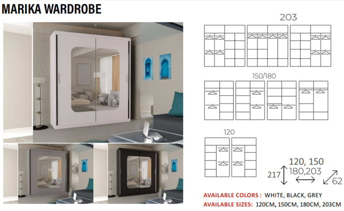 New Elevator LooksWish Luxury  MARIKA  rooms sliding mirror Wardrobe