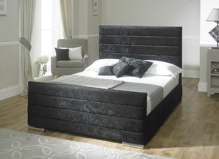 ALPHA WINGED BED LUXURY VELVET UPHOLSTERED DESIGNER BED FRAME