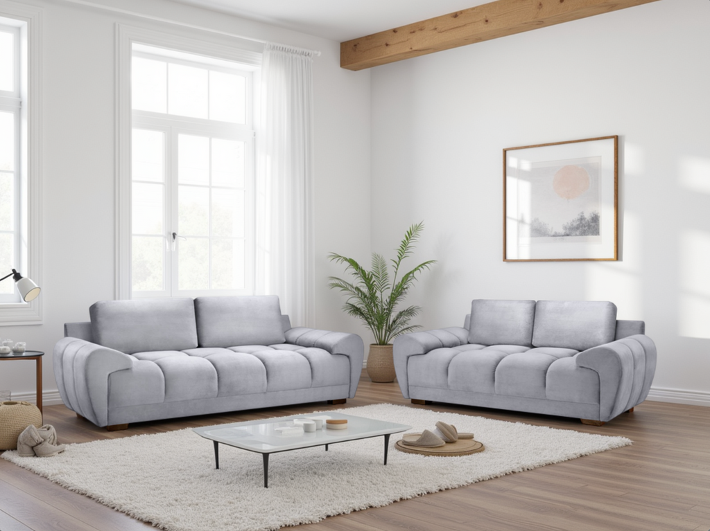 LooksWish Azzuro Sofa Grey 3+2 Set
