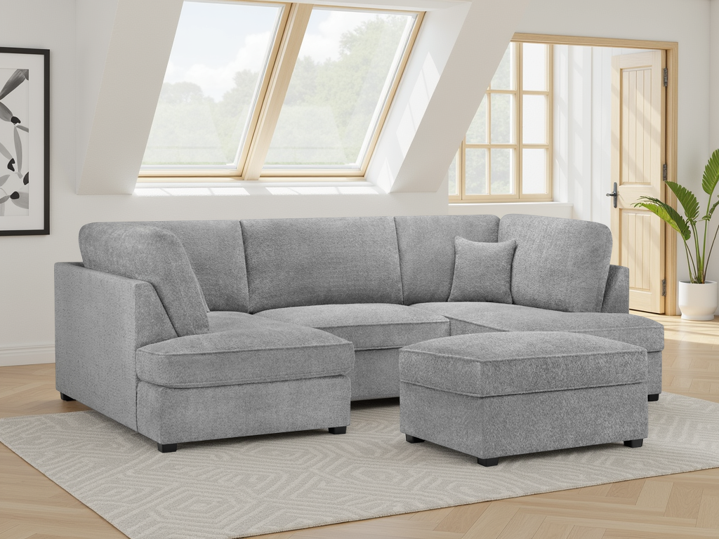 LooksWish Carnaby Sofa Boucle Grey U Shape Corner
