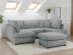 LooksWish Carnaby Classic Sofa Grey U Shape Corner