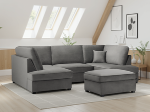 LooksWish Carnaby Sofa Plush Grey U Shape Corner
