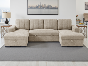 LooksWish Como Sofabed Beige U Shape Corner