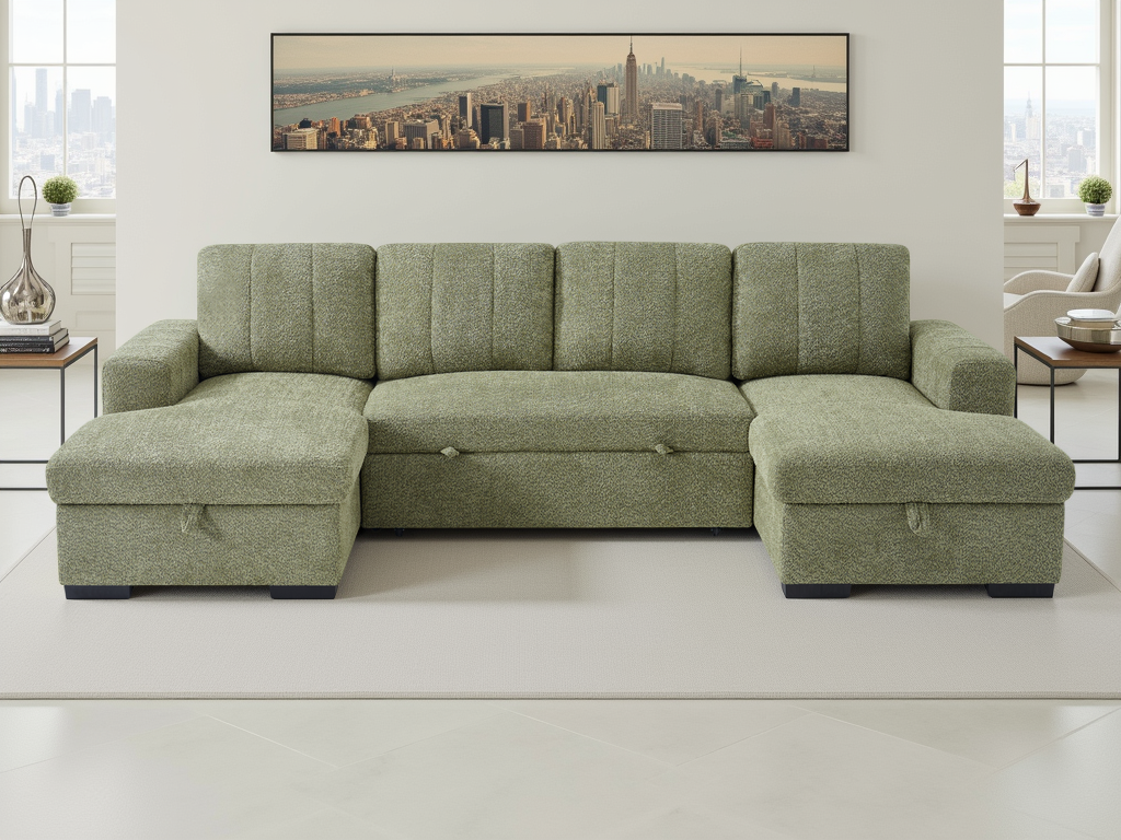 LookWish Como Sofabed Green U Shape Corner