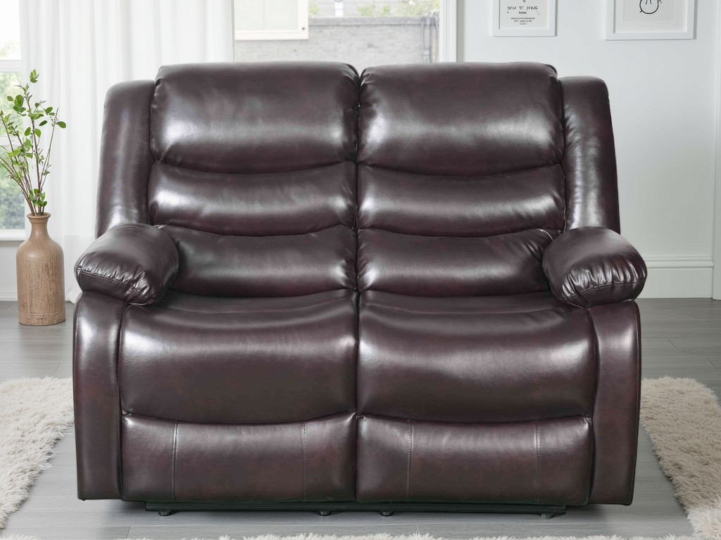 LooksWish Conrad Manual Recliner Sofa Brown 2 Seater
