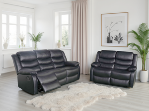 LooksWish Conrad Manual Recliner Sofa Black 3+2 Set