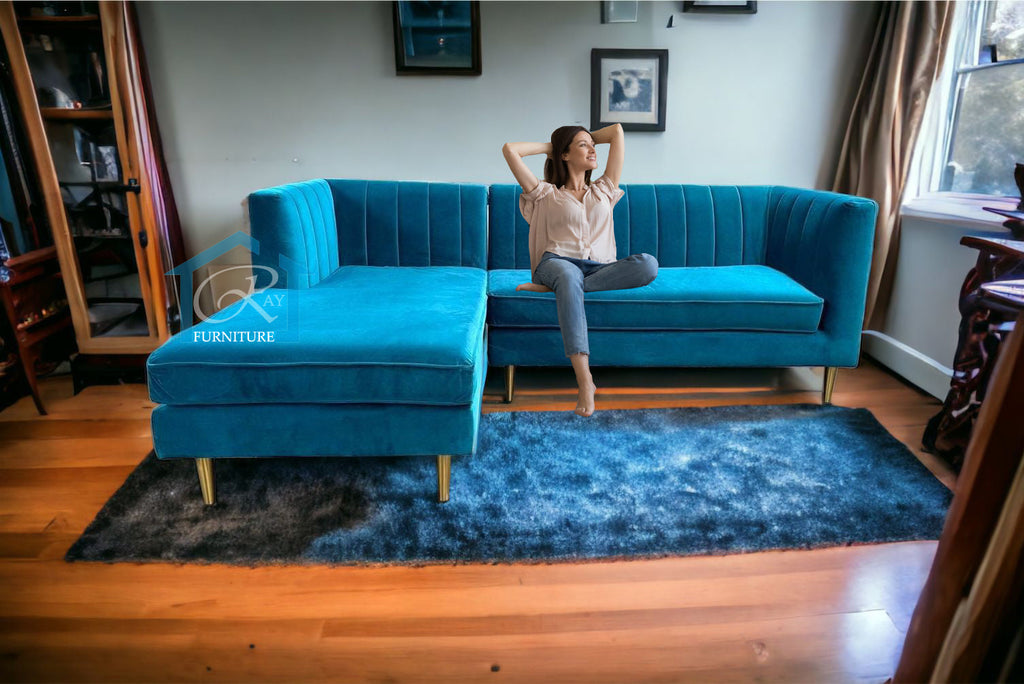 Brighton Lined L-Shape Sofa Teddy 4 Seater L-Shape Right Or Left Corner Couch