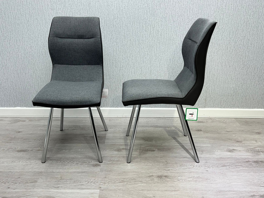 Zermatt Dining Chair (Grey PU with Grey Fabric) -  Lookswish