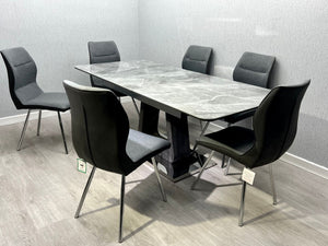 Zermatt Extendable Dining Table(160 - 200) (Grey Ceramic) with 6 Zermatt Chairs -  Lookswish