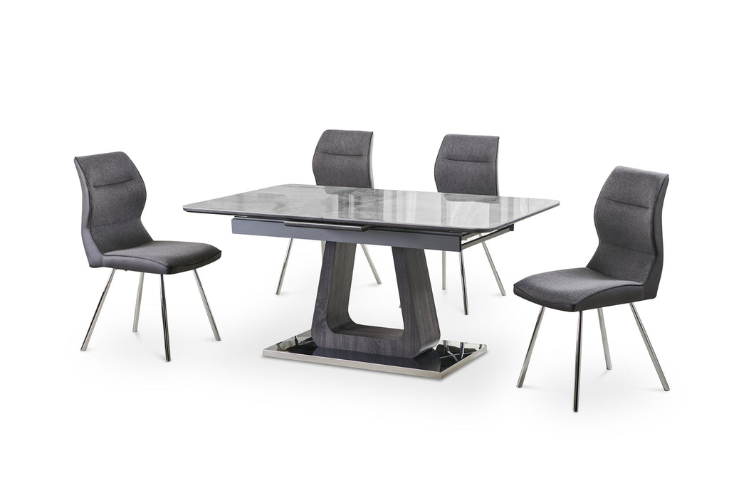 Zermatt 120cm Dining Table (120cm Fixed Top) (Grey Ceramic) with 4 Zermatt Chairs - Lookswish