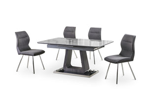 Zermatt 120cm Dining Table (120cm Fixed Top) (Grey Ceramic) with 4 Zermatt Chairs - Lookswish