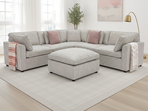 LooksWish Santorini Sofa Grey Large Corner with Footstool