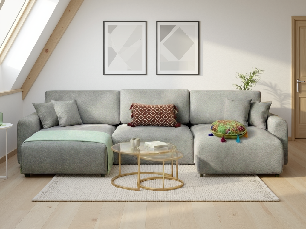 LooksWish Luma Sofa Grey U Shape Corner