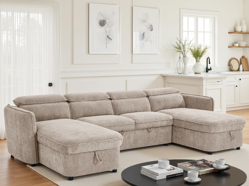 LookWish Capri Sofabed Beige U Shape Corner