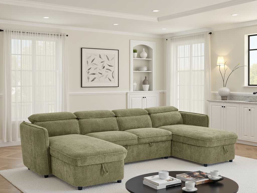 LookWish Capri Sofabed Green U Shape Corner