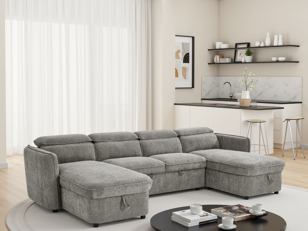 LookWish Capri Sofabed Grey U Shape Corner