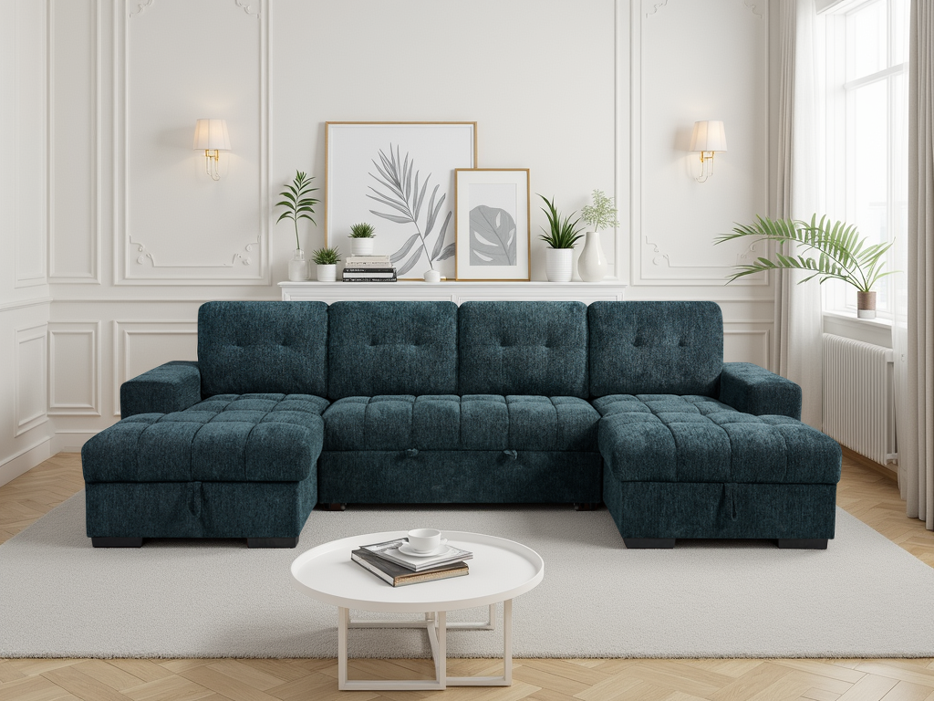 LookWish Palermo Sofabed Teal U Shape Corner