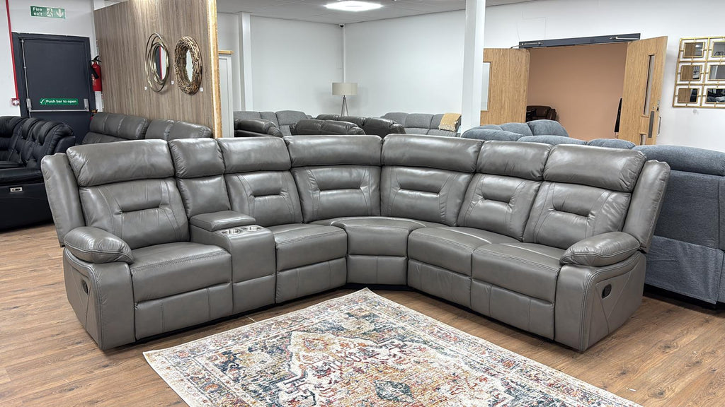 LooksWish Novie Recliner Sofa Grey Large Corner