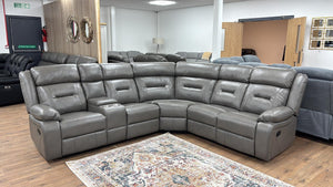 LooksWish Novie Recliner Sofa Grey Large Corner