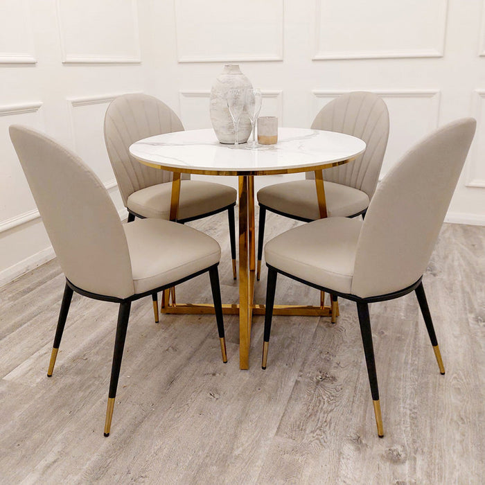 Juno Luxury Fancy Small Marble Golden Dining Table