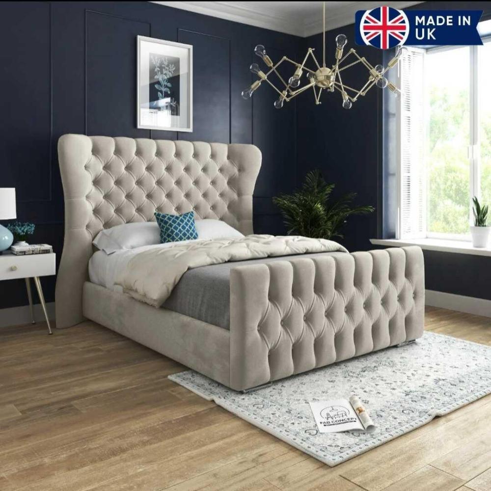 New Luxury Oxford Curved Wingback Bed