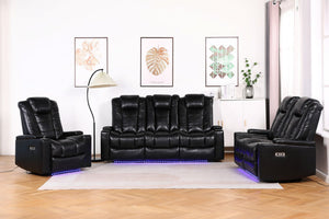 Lookswish Orlando - Electric Recliners Sofa With Cupholders - 3+2 Seater Sofa Grey/LED Lights/Wireless Charging (Black, 3+2 Seater)