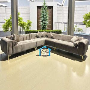 New Panel Lilly Custom Size 290cm x 320cm Mink Plush Corner L-Shape Comfy Sofa