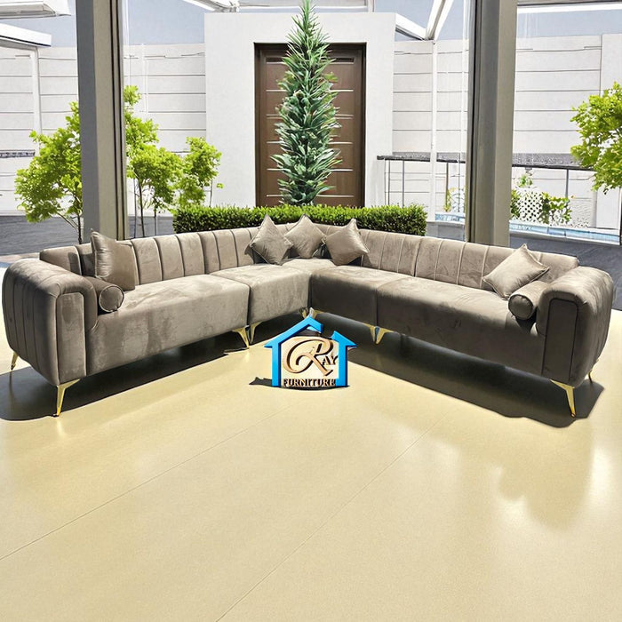 New Panel Lilly Custom Size 290cm x 320cm Mink Plush Corner L-Shape Comfy Sofa