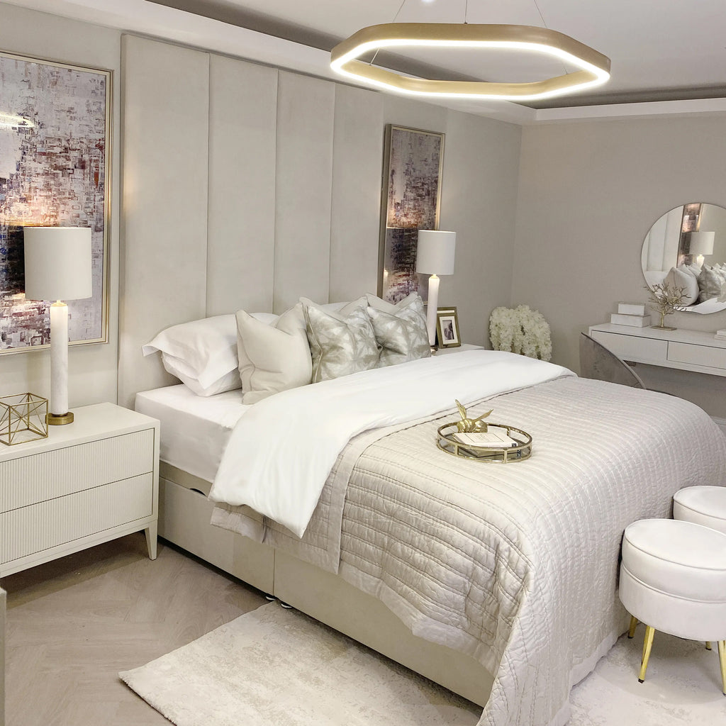 Avery High Headboard Style Panel Bed Frame Designer Upholstered Beds