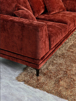 Aluxo Lenox 3 Seater Sofa Range in Rust Velvet