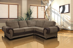 Tango Jumbo 4 Seater Left Corner Brown Sofa With High Back Cushions